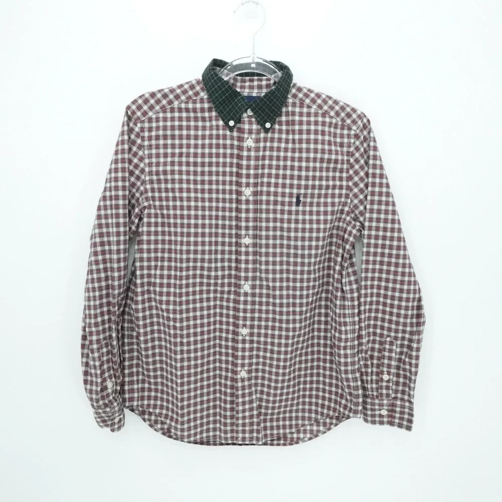 Ralph Lauren Shirt Boys Large Red Plaid Classic Preppy‎ Long Sleeve Button Down